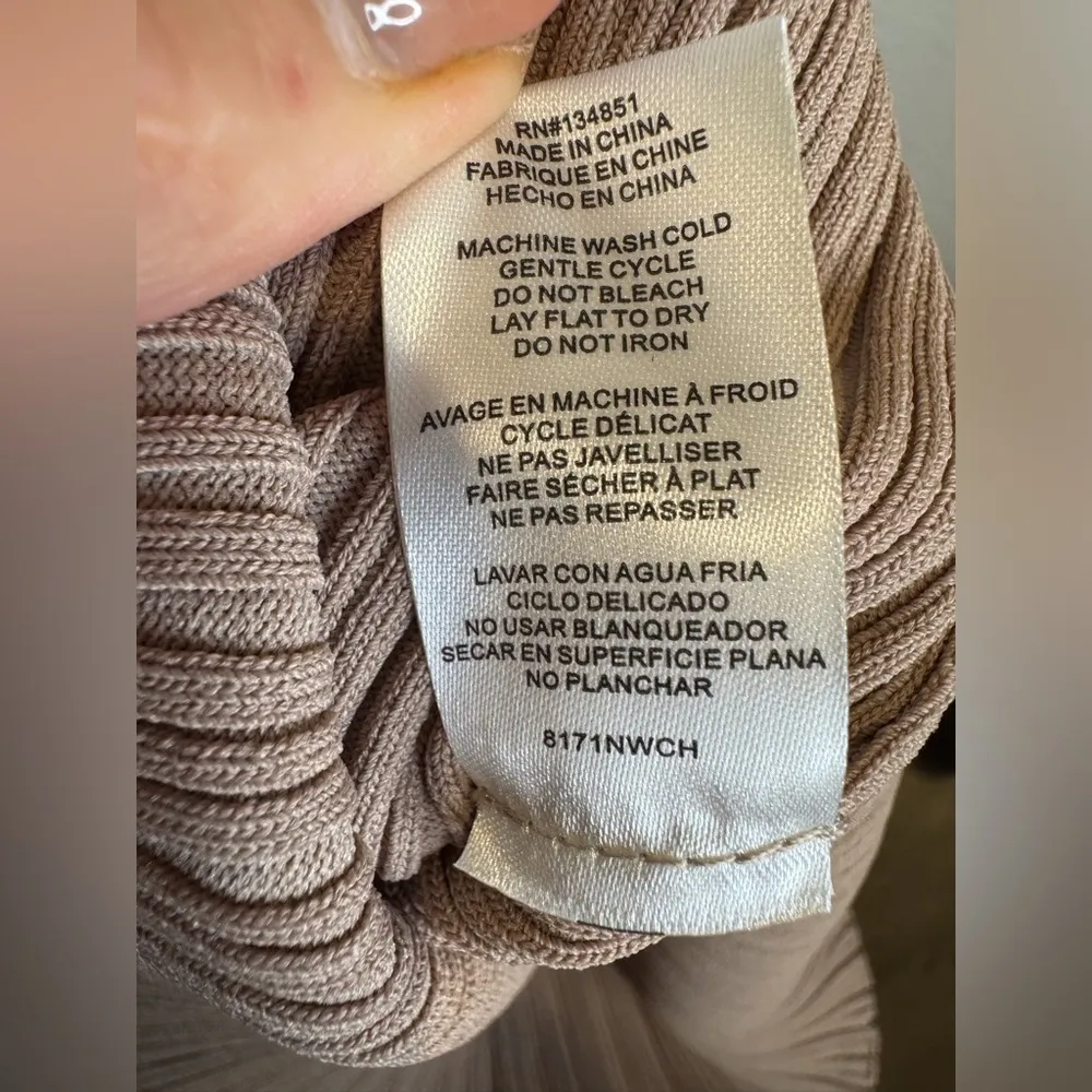 WAYF NWT Women’s Alexi Long Sleeve Rib‎ Mauve Elegant Tan Ribbed Dress Size M - Image 6