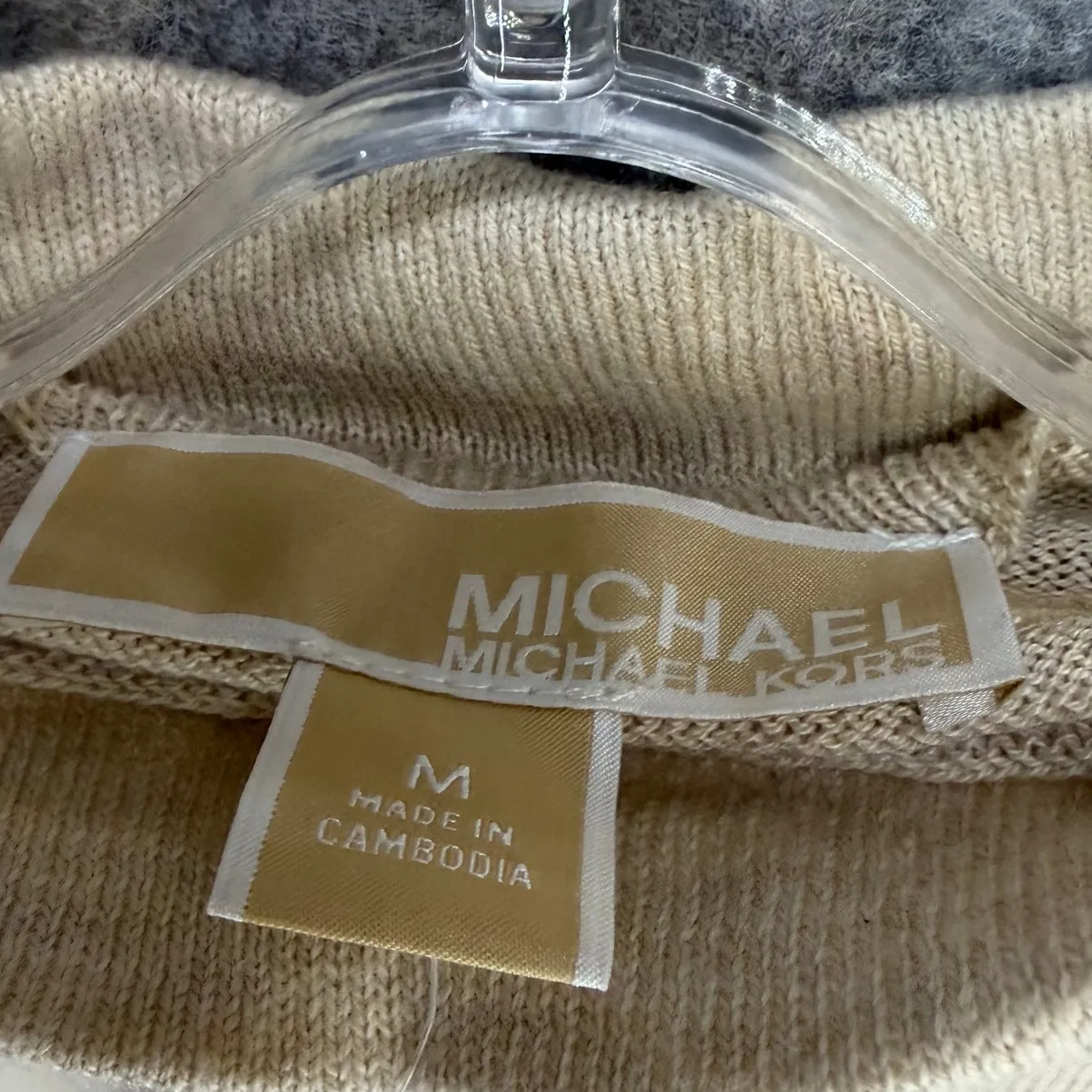 Michael Michael Kors Sweater Women M Oatmeal Beige Turtleneck Modern Lightweight - Image 10