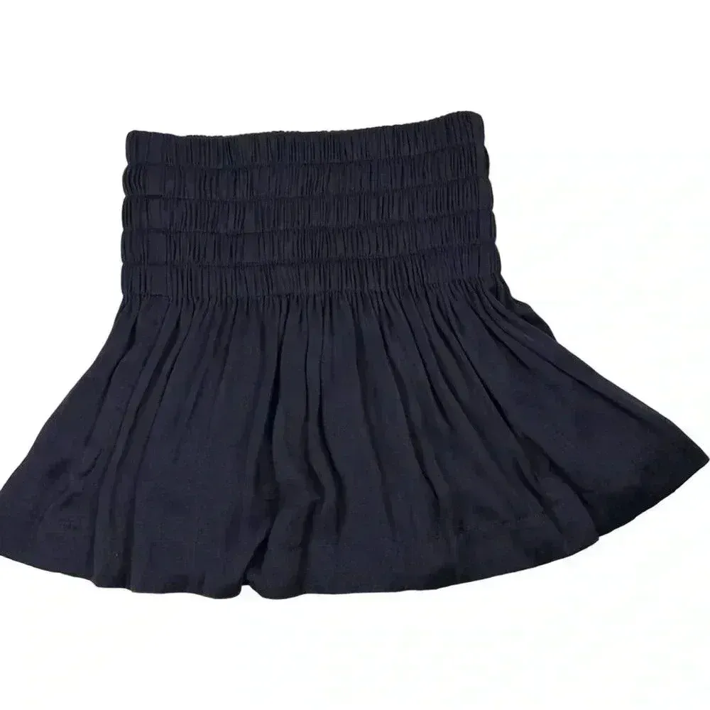 Aritzia Wilfred Women's XS Blue Fit and Flare Ruched Mini Skirt - Image 4
