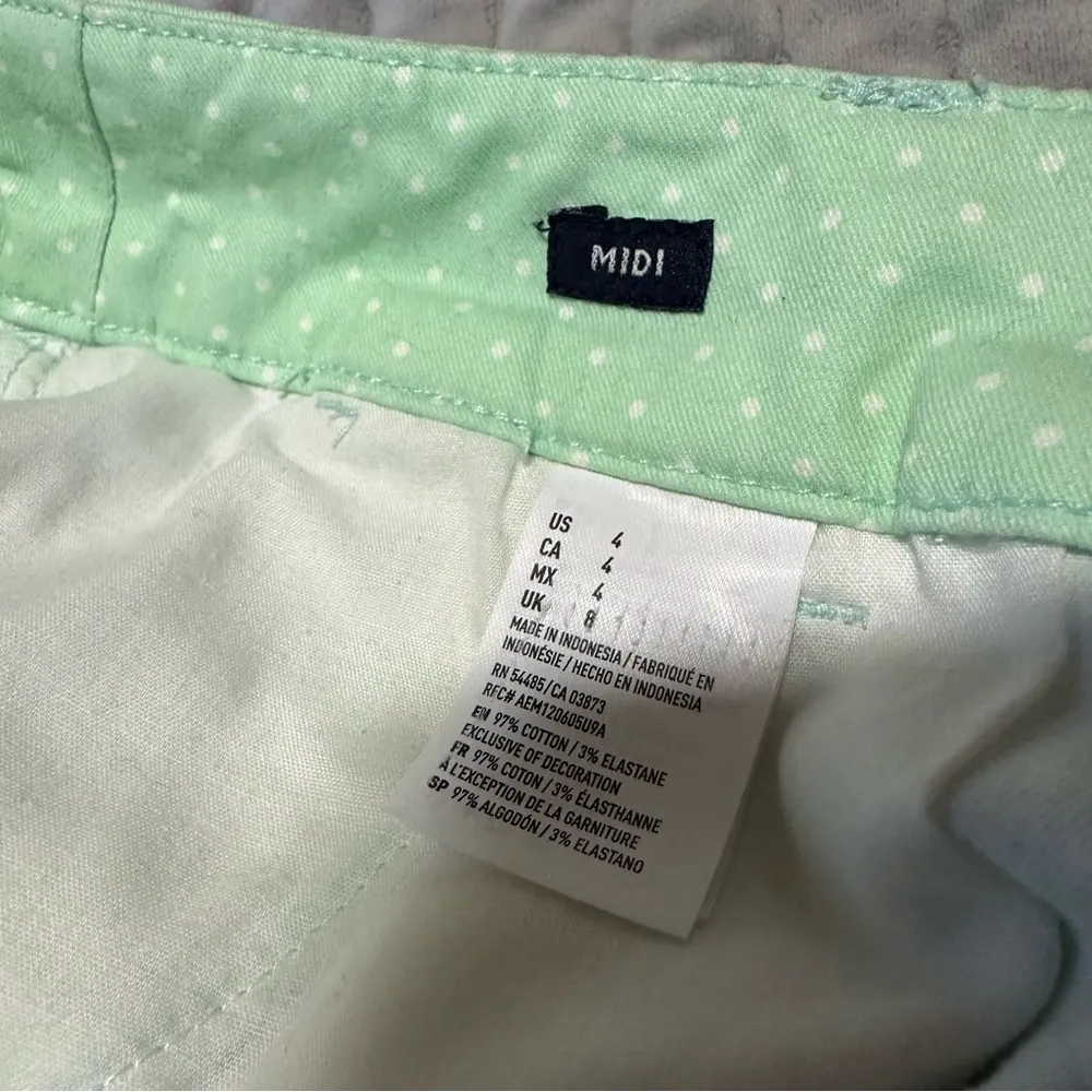 American Eagle Shorts Womens 4 Mint Green White Polka Dots Midi Cotton Chino - Image 2