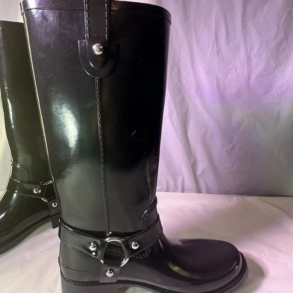 Michael Kors Glossy Black Rain Boots - Image 9