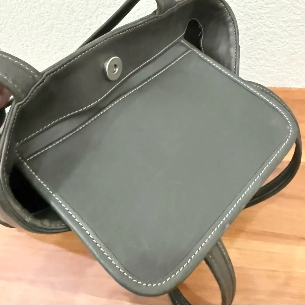 Vintage COACH 9305 Gray Glove-Tanned Leather Bleecker Bucket Shoulder Tote Bag - Image 14