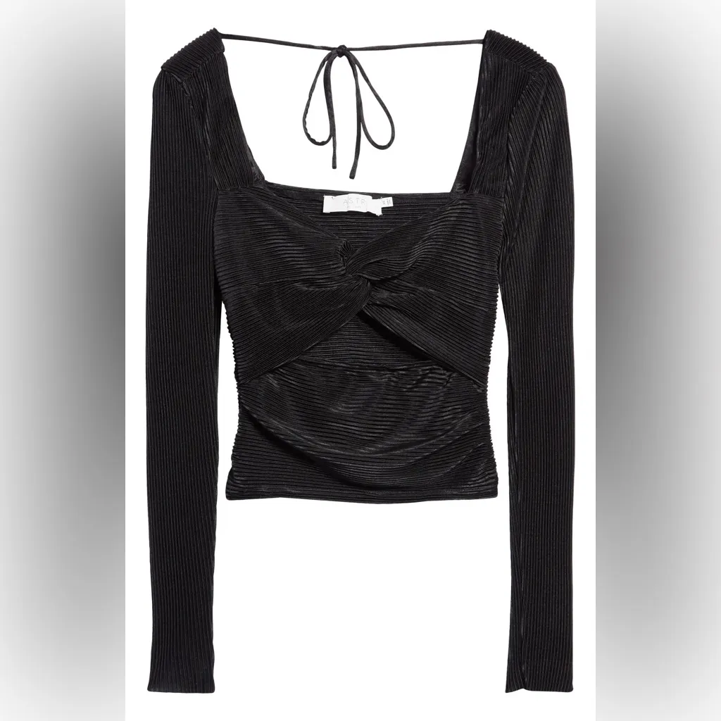 ASTAR The Label Plisse Cut Out Twist Bust Top Black - Image 3