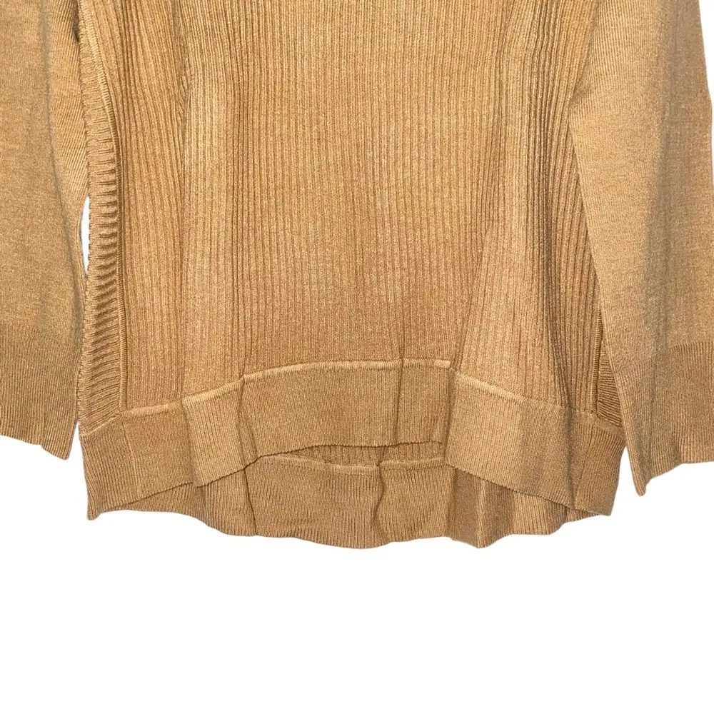 Brown Ribbed Medium Modern Classic Crew Neck Pullover Sweater - Image 3