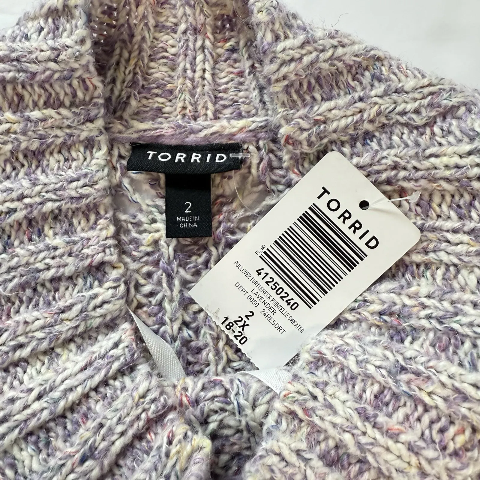 NWT Torrid Purple Space dye Pullover Turtleneck Pointelle Sweater‎ Size 2X - Image 13