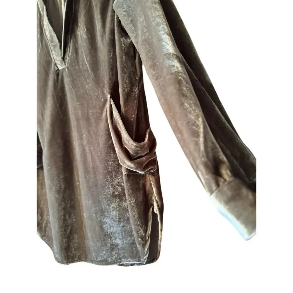 YOINS forest green Velvet tunic/mini shirt dress lagenlook unique city chic 4 - Image 3