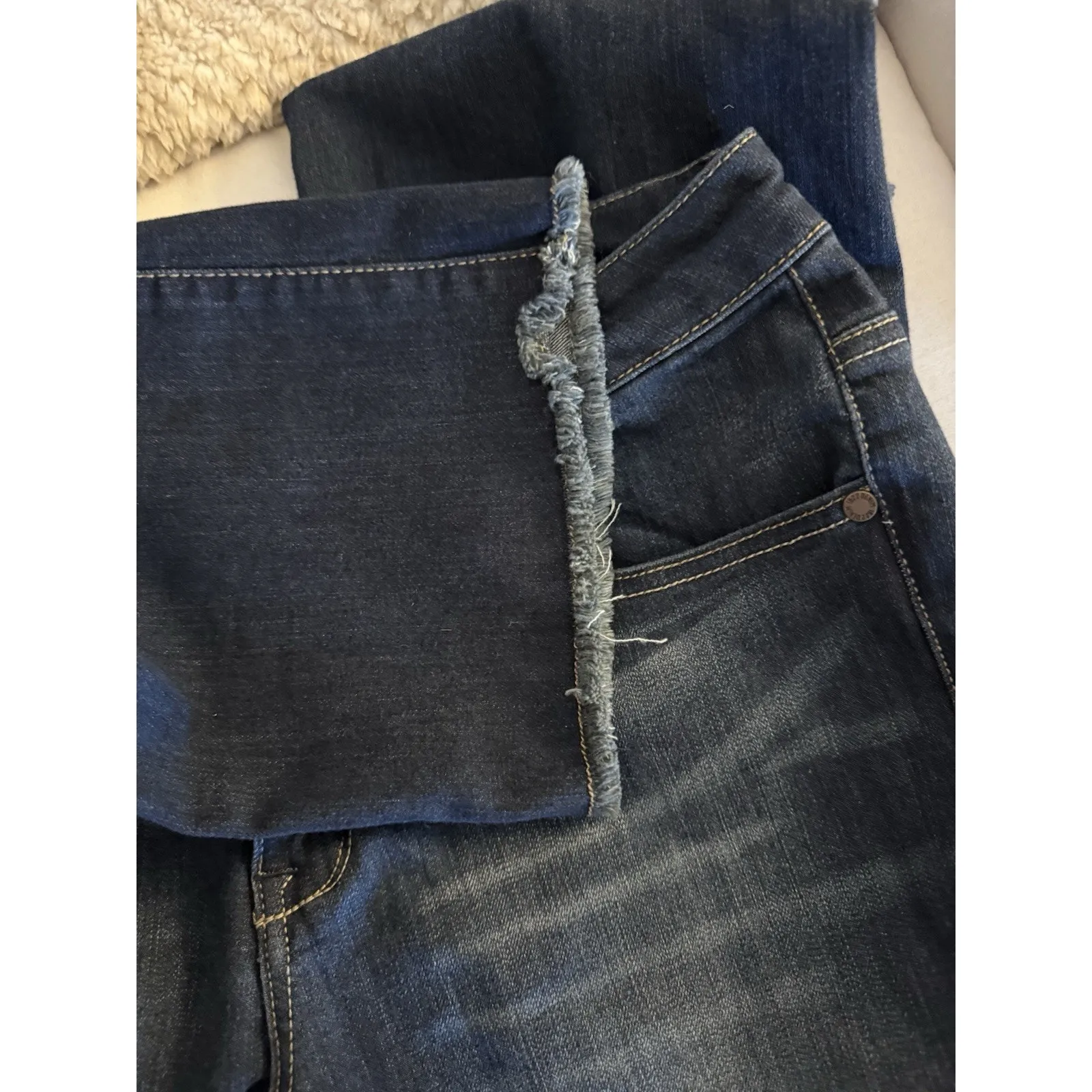 1822 Denim Jeans Womens 10 Blue Ankle Raw Hem Stretch Five Pocket Dark Wash - Image 6