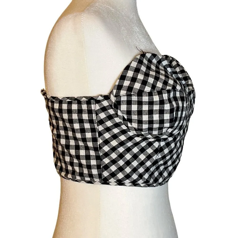 Tome Collective Gingham Bustier Top in Black and White 2 Womens Corset Tank - Image 5