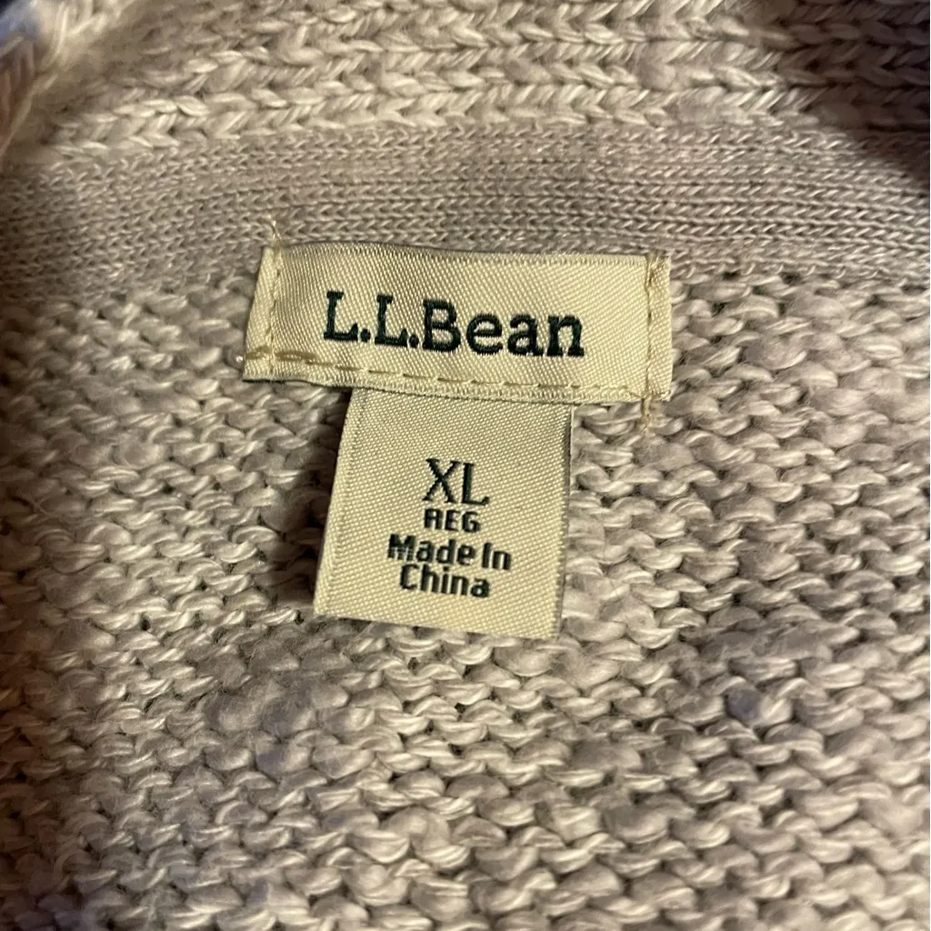 LL Bean Gray Open Front Cardigan Size XL - Image 3