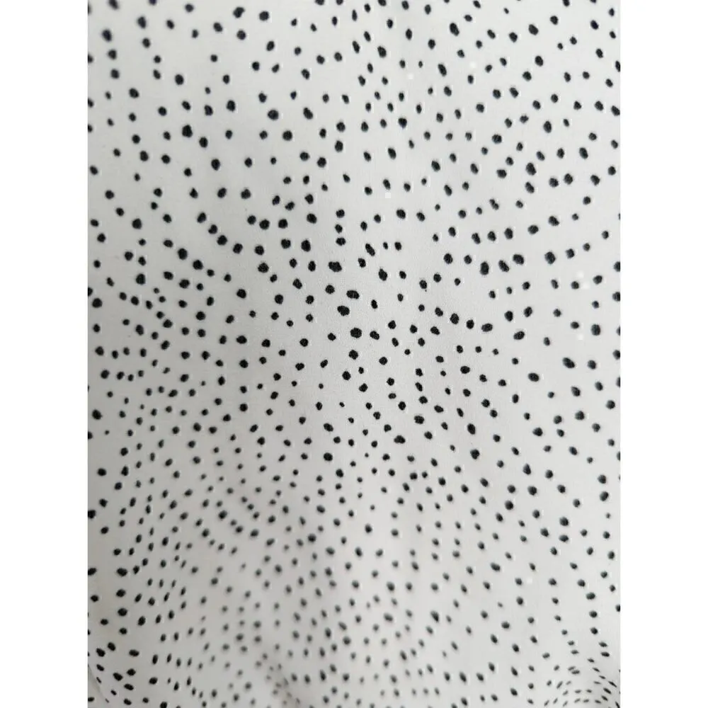 SIENNA SKY Dress Midi High Low Wrap‎ V neck Dress White & Black Dotted Size XS - Image 4