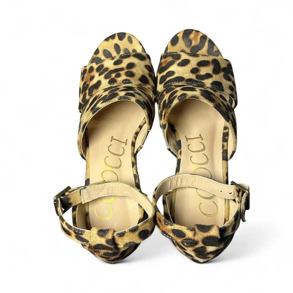 Ccocci 🐆 Leopard Platform Wedge Sandals | Size 8.5 | 4” Heel | Ankle Buckle | - Image 5