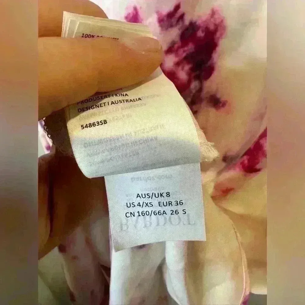 Bardot Women's White Pink Satin Pencil Midi High Rise Waist Skirt Size 4 - Image 9