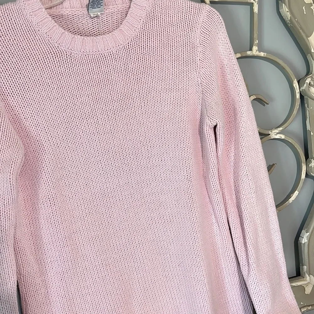 Vintage Pink Cotton Sweater Crewneck Cotton Womens Medium - Image 5
