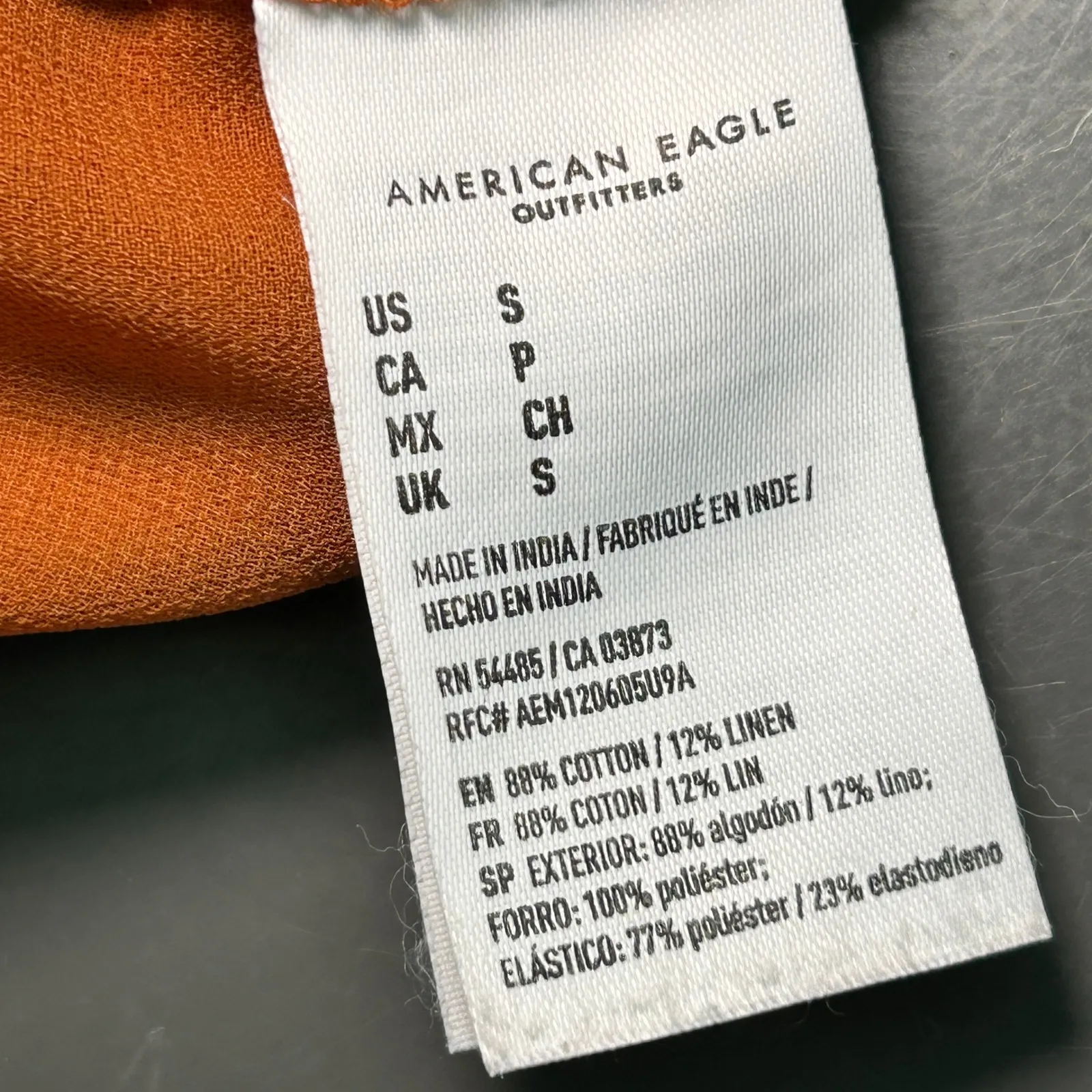 American Eagle Linen Blend High Waisted Cropped Pants Rust Orange Size Small - Image 6