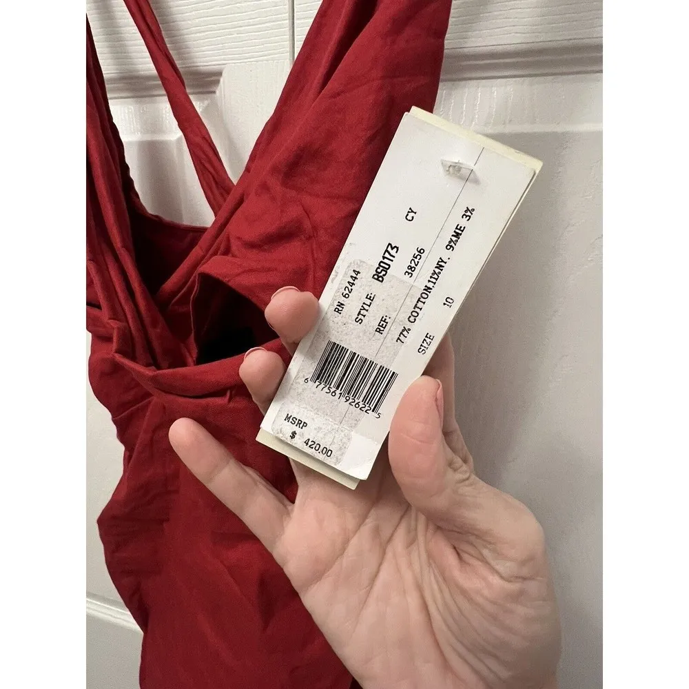 Nicole Miller Size 10 Red Cranberry BS0173 Fitted Bodycon Dress NWT Msrp $420 - Image 4