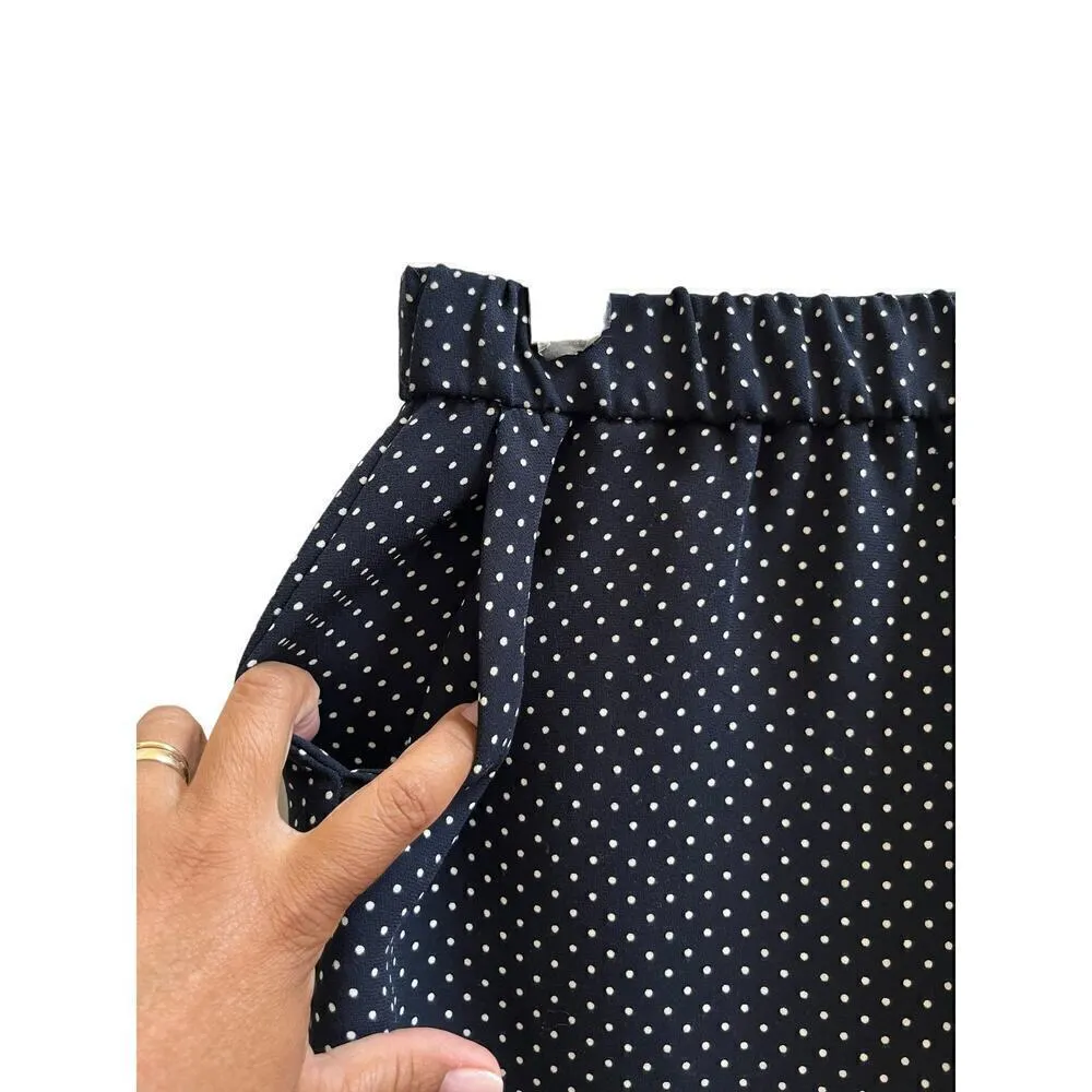 Zara Navy Blue White Small Polka Dot Pocket Slouchy Cuff Pant Size XS Preppy - Image 5