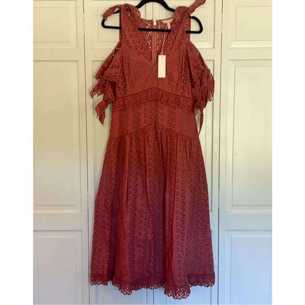 Rebecca Taylor NWT Karina eyelet bow tie midi dress 8 - Image 4