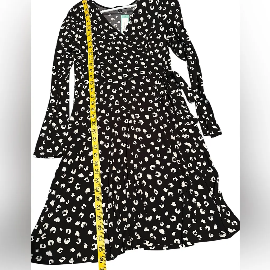 Hail3y 23 Cotille Black Leopard Print Faux Wrap Knit Dress Size M Stretchy Size M - Image 11