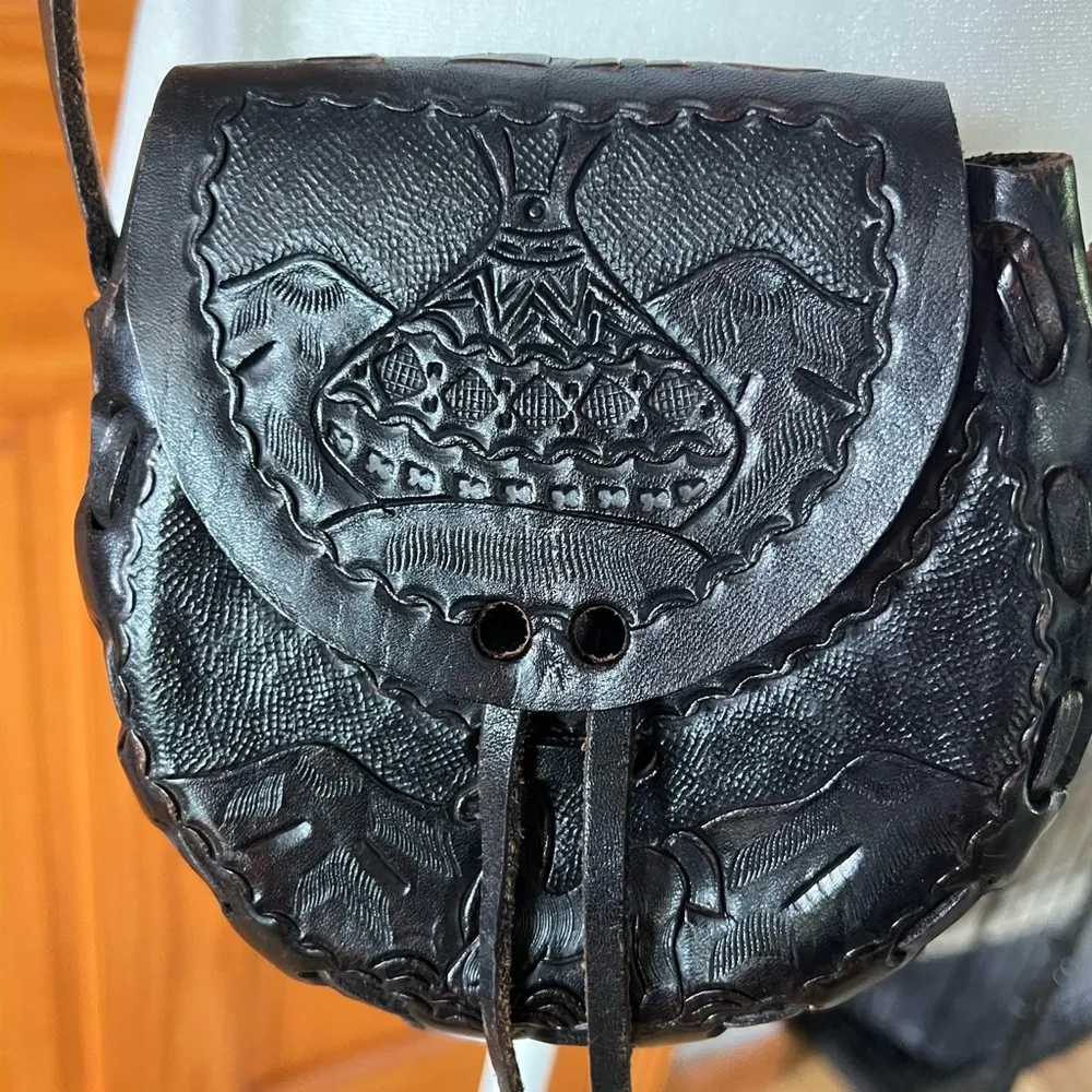 Black Real Leather Llama Crossbody Bag - Image 2