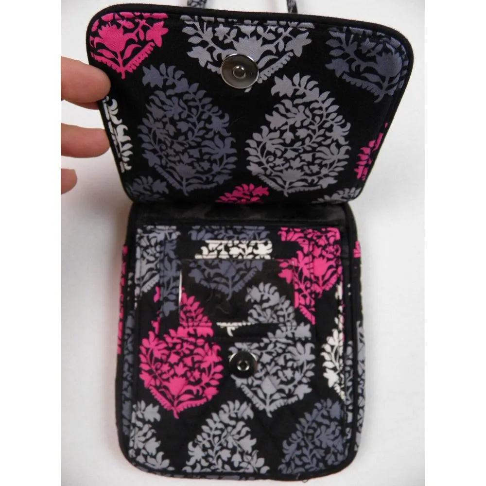 Vera Bradley‎ Quilted Black/Gray/Pink Small Crossbody Purse Adjustable Strap Zip - Image 6