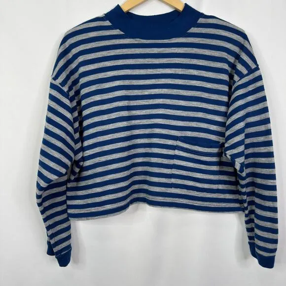 Vintage JCP fragile Crewneck‎ Striped Pocket Crop Long Sleeve Tee SIze L - Image 9