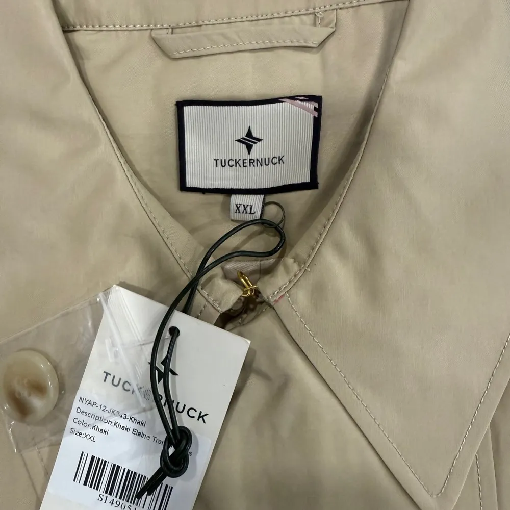 Tuckernuck Elaine Trench Coat XXL NWT Khaki Long Belted Double Breasted Classic - Image 6