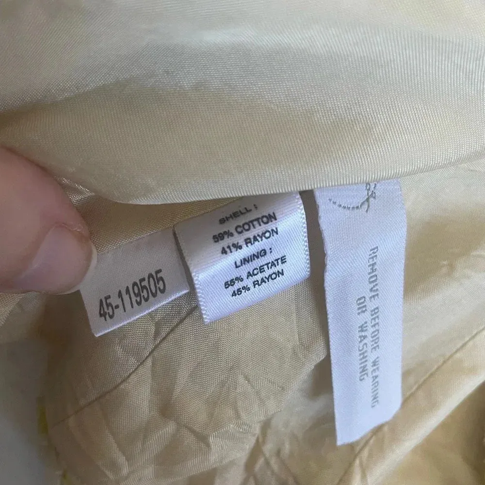 Vintage Yellow Ann Taylor Tweed Blazer High Waist Skirt‎ Suit Size 12 Petite - Image 12