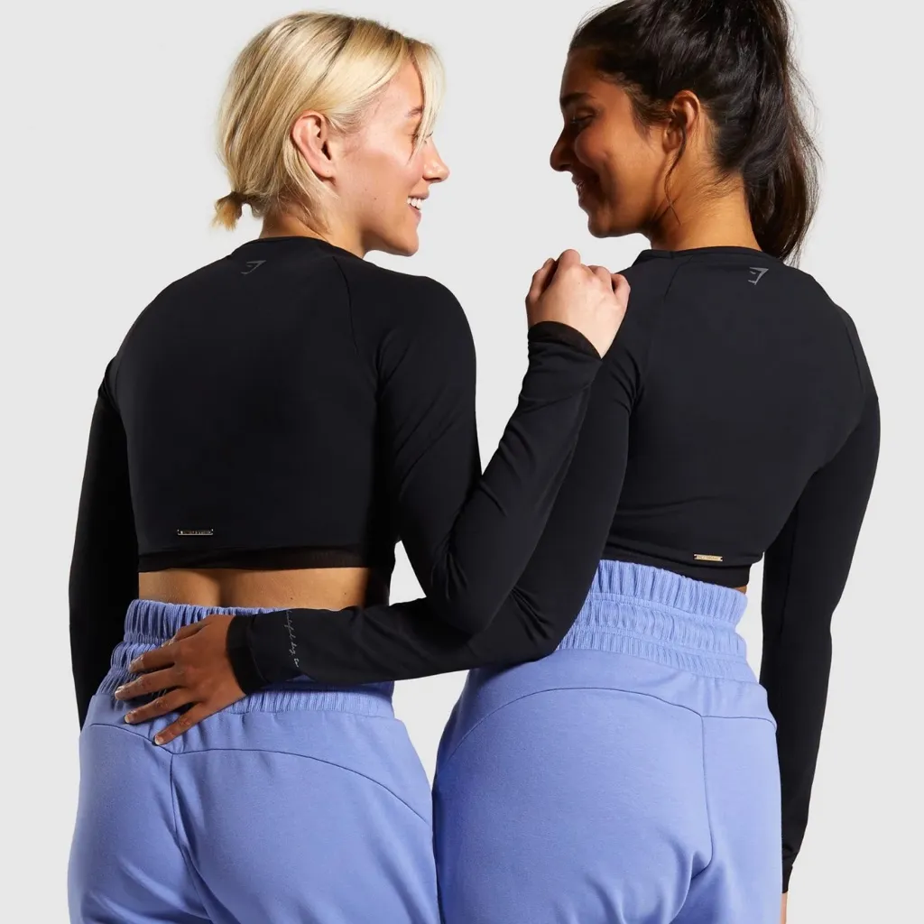 Gymshark x Whitney Simmons Long Sleeve V1 Mesh Crop Top size Small Black - Image 2