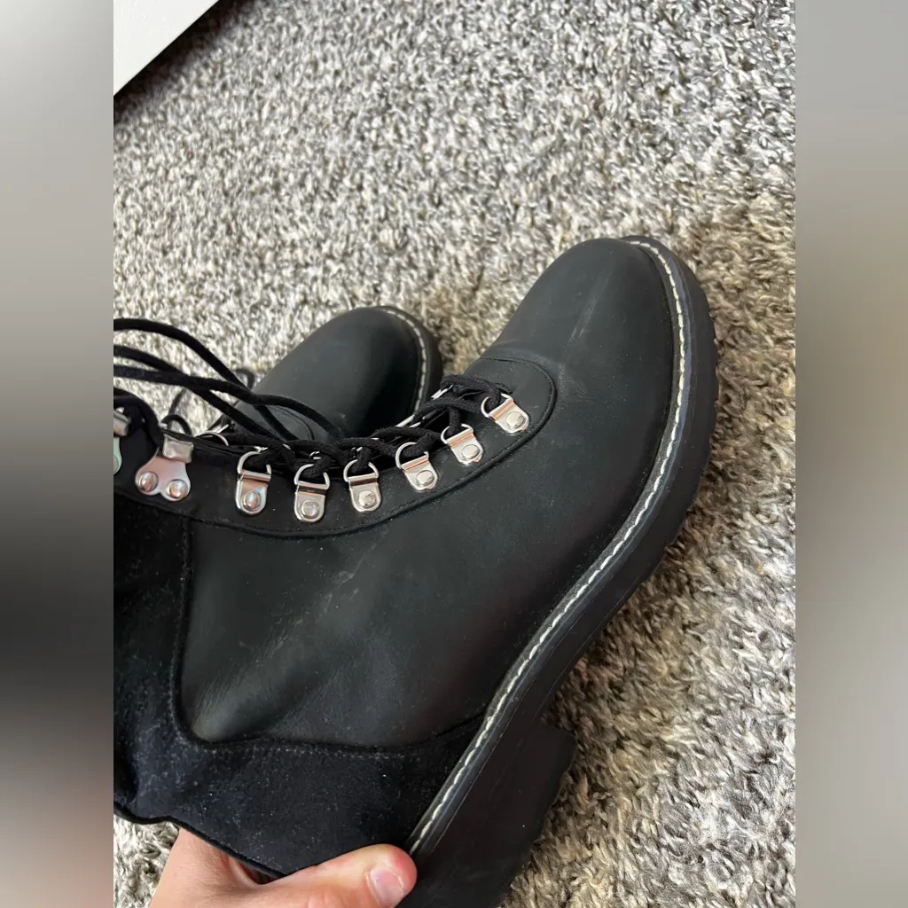 London Rebel ASOS Black Combat Lace Up Boots‎ Vegan Leather Size 8 - Image 10