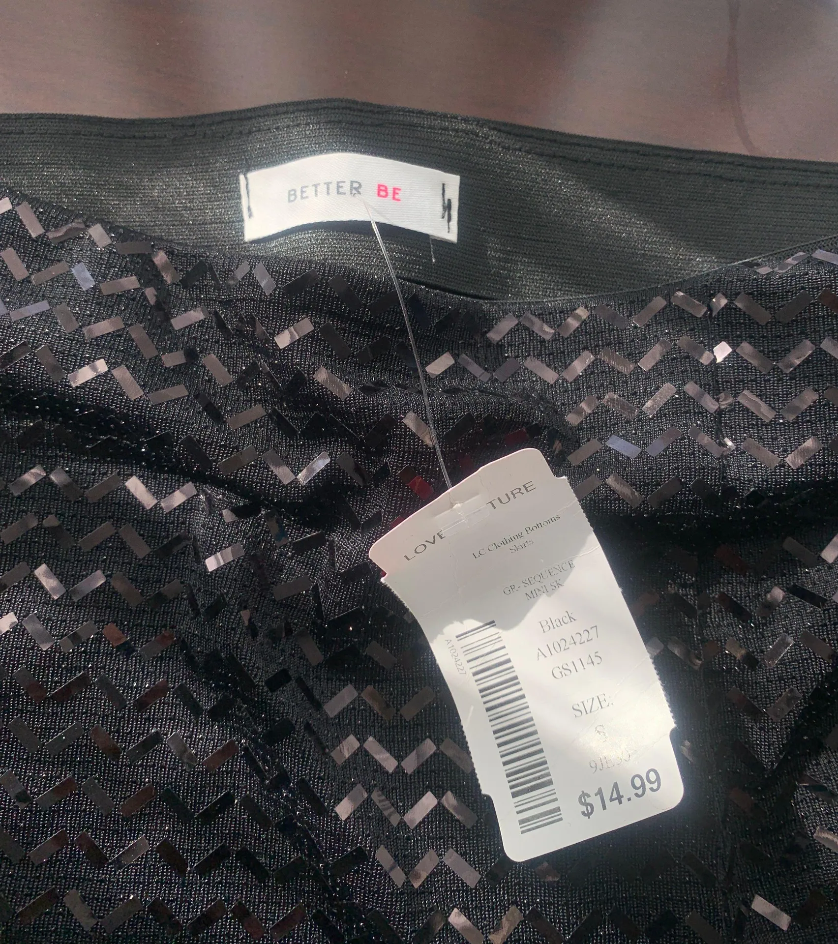 Chevron Sequin Mini Skirt Black - Image 3