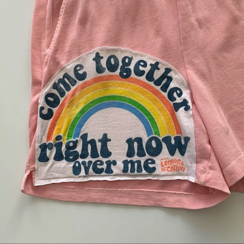Via Penny Lane Reworked Apparel | The Beatles Come Together Graphic Pink Shorts Size L - Image 2