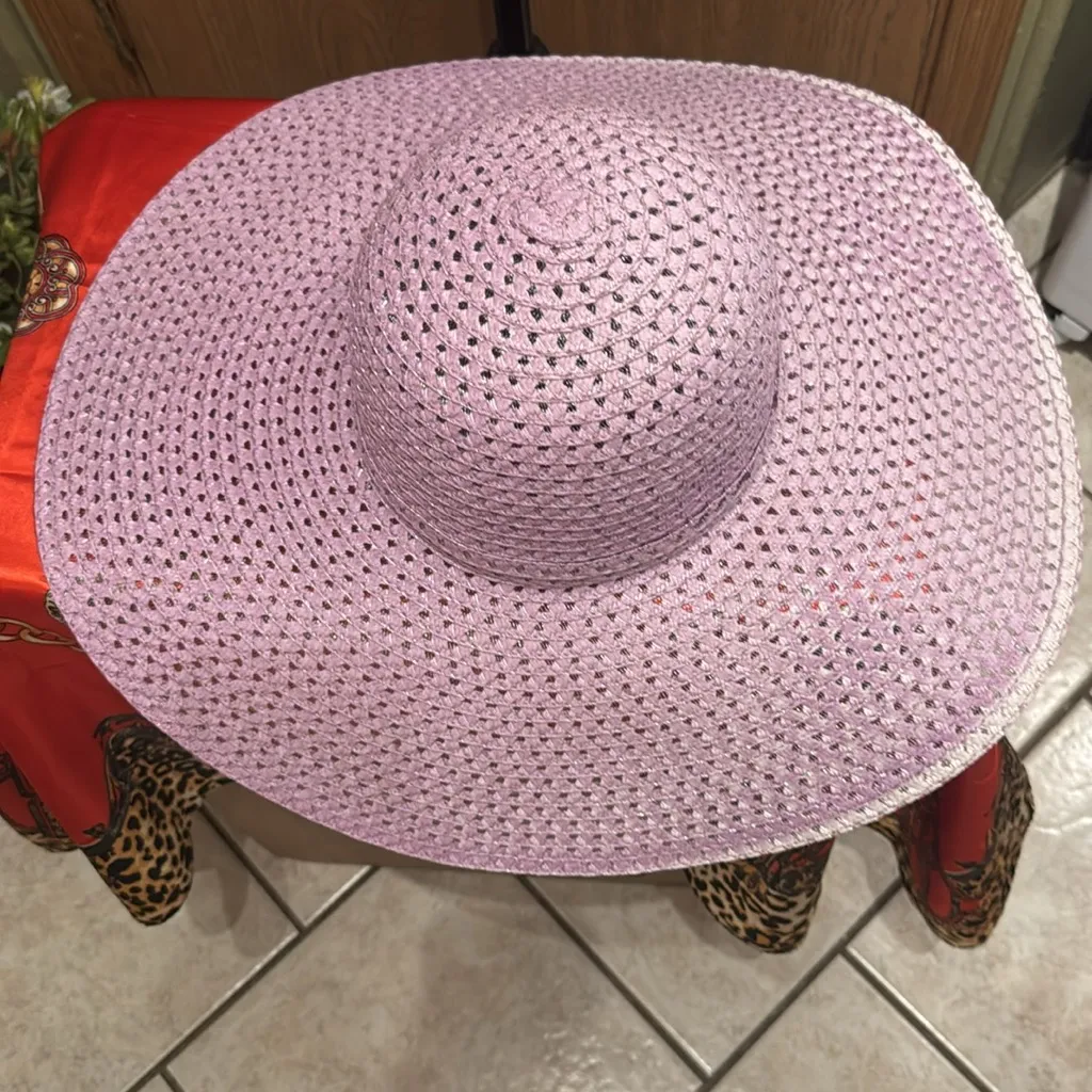 ODiva Women Wide Brim Boho Straw Hat For Summer, Lavender Purple - Image 2