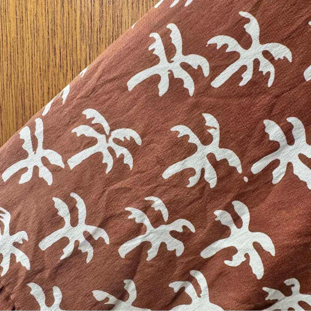 Natalie Martin Silk Palm Tree Print Short Sleeve Maxi Dress Brown Small S READ - Image 9