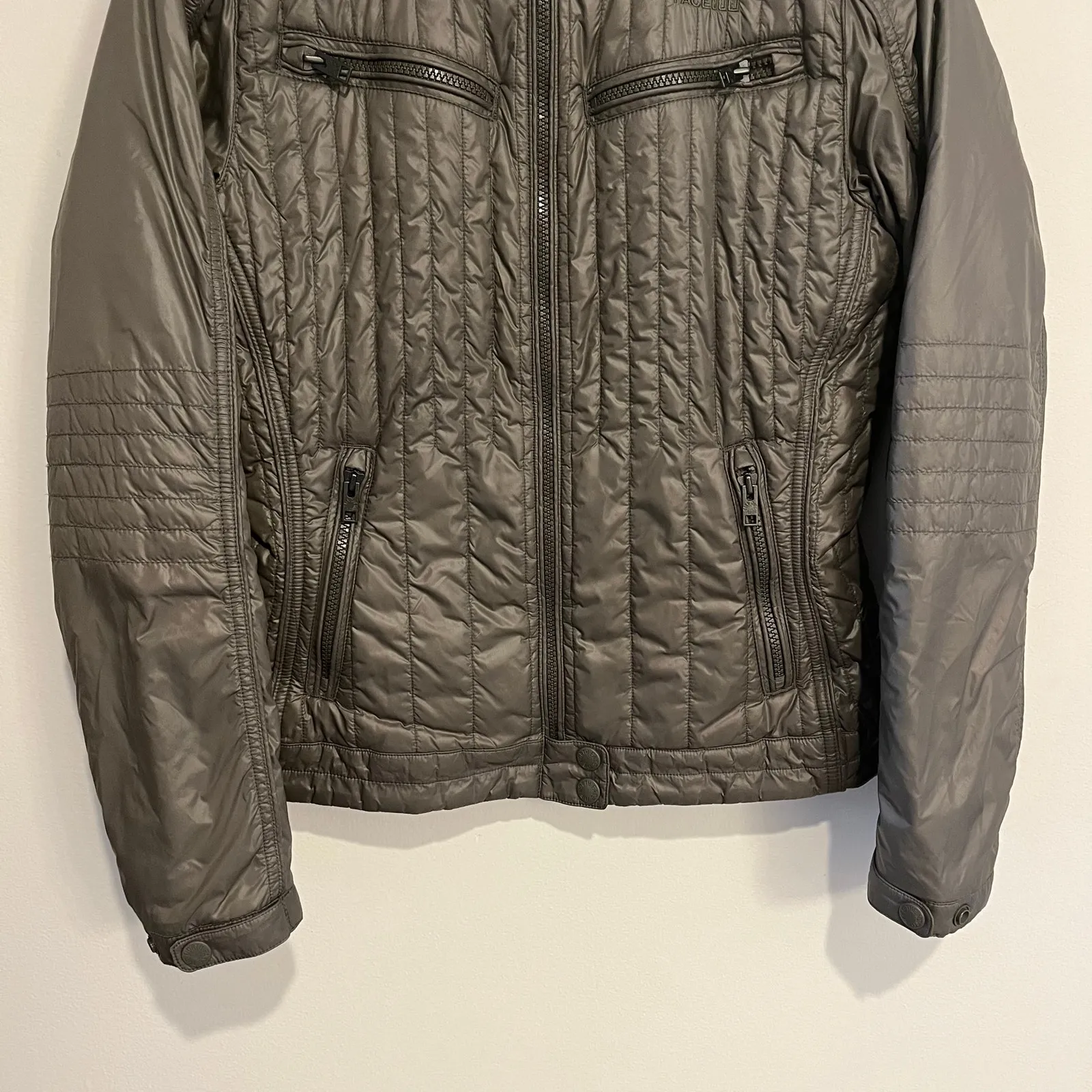 The North Face Puffer Jacket Arel Moto Motorcyle Olive Army Green Womens Med - Image 4