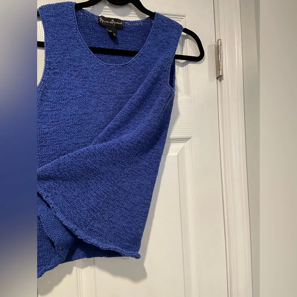 Mercer & Madison Size M Blue Stretch Knit Sleeveless Crew Neck Sweater Tank Top Size M - Image 7