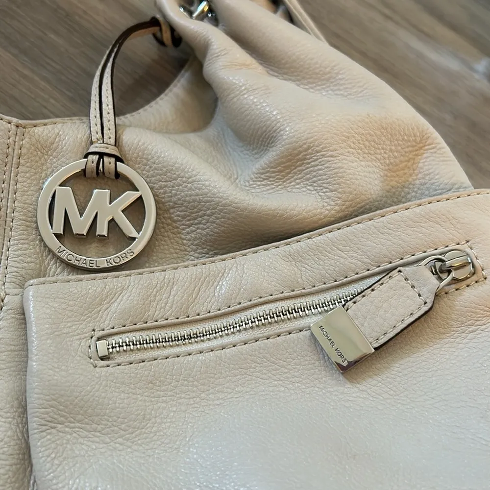 Shoulder Bag Leather Hobo Slouchy Off White Color Handbag - Image 4