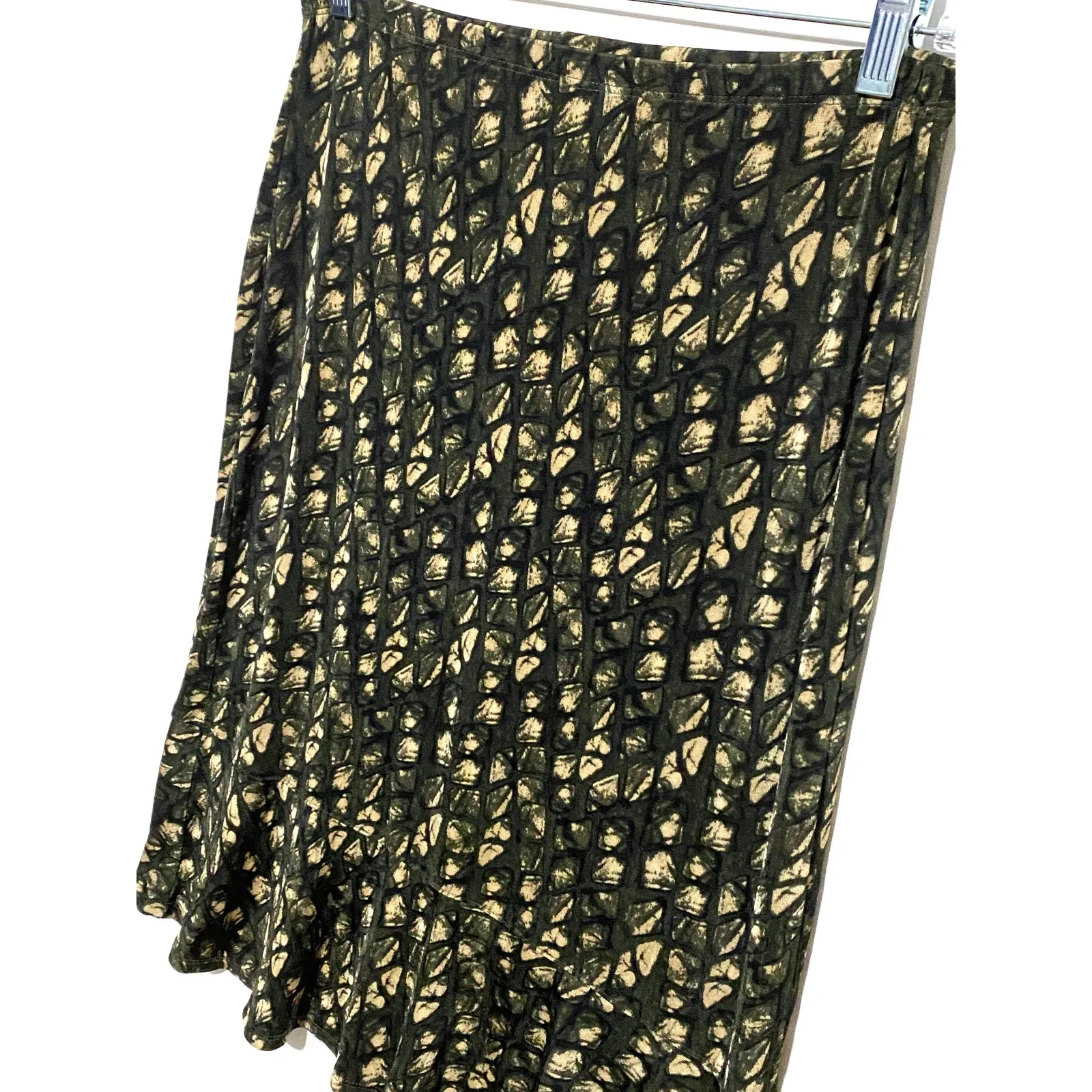 George Green Abstract Midi Skirt S Modest Flowy Stretch Artsy Career Office Boho - Image 2