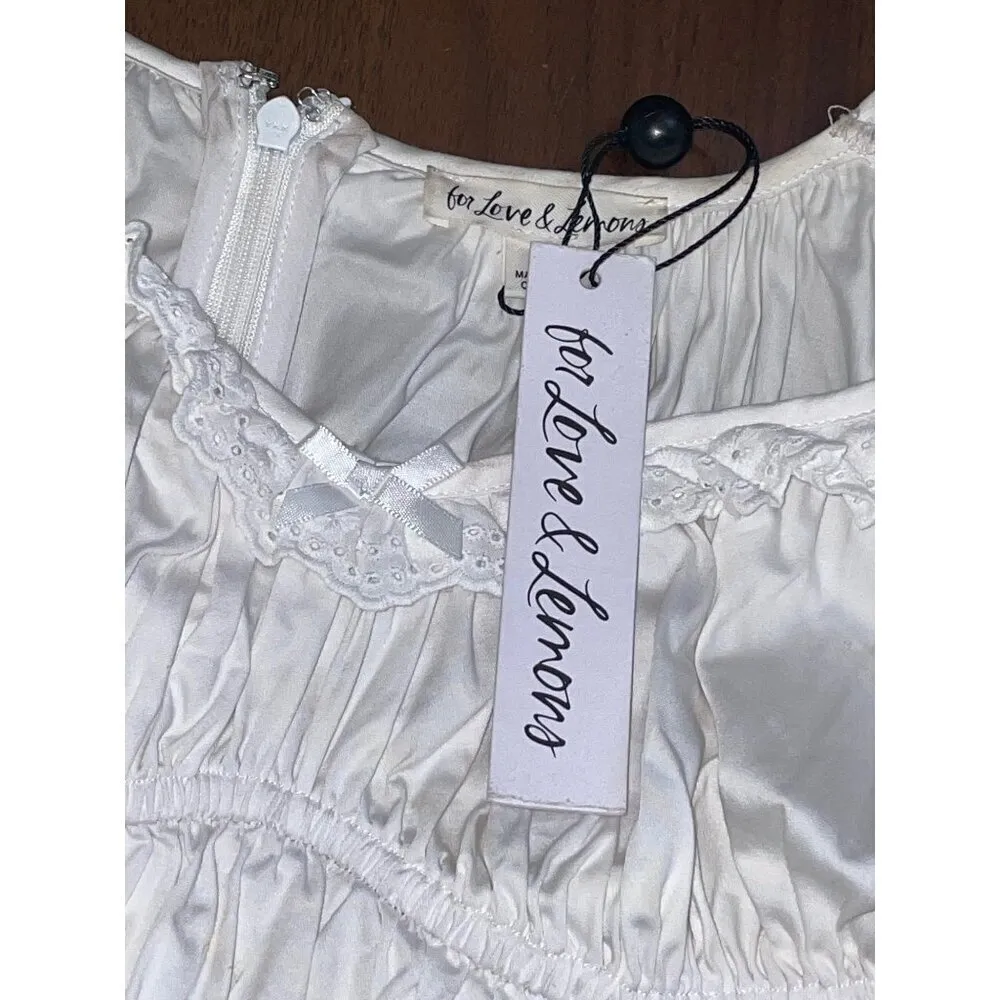 For Love & Lemons Jackson Mini Dress in Ivory X-Small New Womens Poplin - Image 9