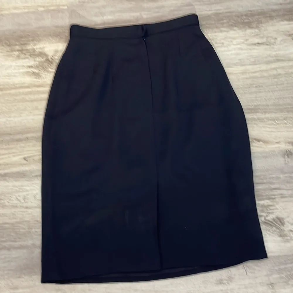 Navy Blue Japanese Made Skirt Light Sheer Material with Silky Lining Zip Up Back - Image 5
