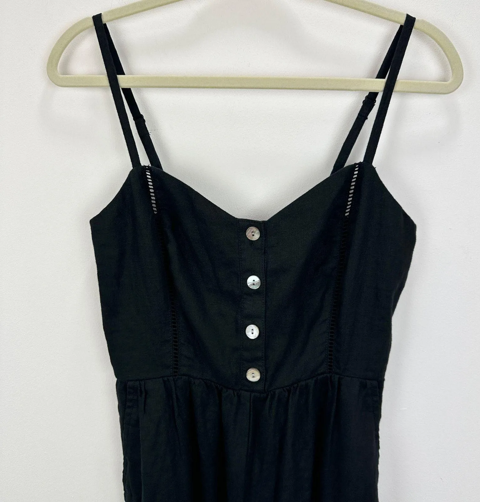 Madewell Sleeveless Wide Leg Jumpsuit Linen Black Sweetheart Cropped US 2 NWT - Image 12