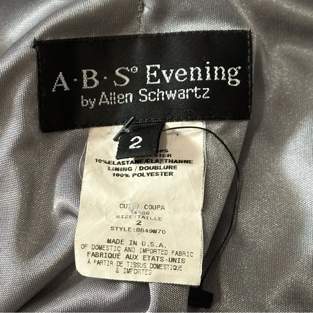 ABS Evening Allen Schwartz Women’s 2 Gunmetal Gray Velvet Open Chain Back Dress - Image 7