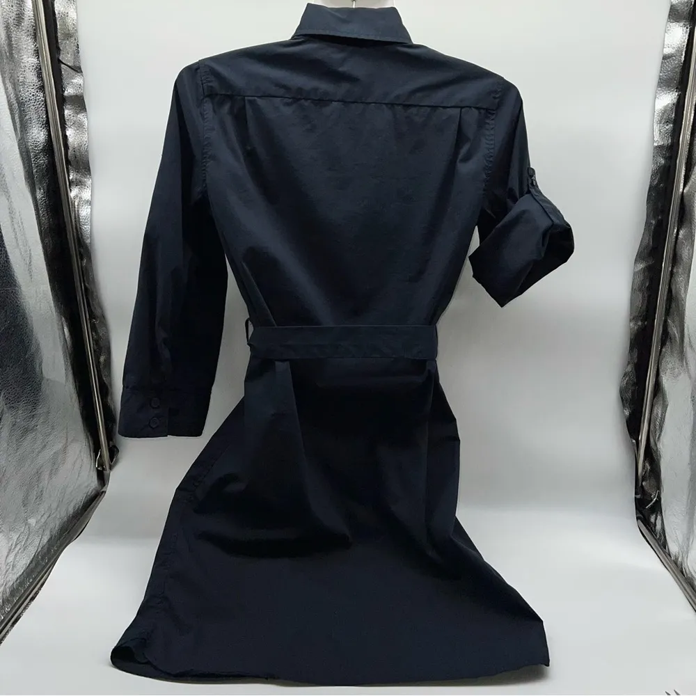 Banana Republic Factory Women's Blue Cotton Blend Shirtwaist Belted Dress - Image 9