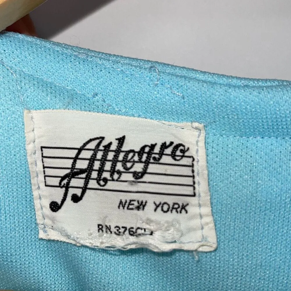 Allegro NY Vintage 70's Dress Light Sky Blue Empire Waist Maxi Crochet Detail Si - Image 9