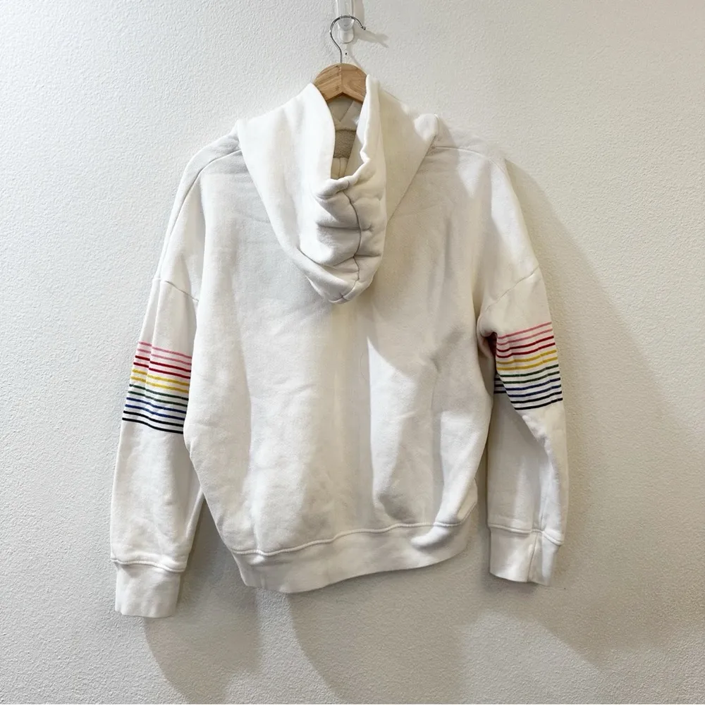 Sundry Women's Rainbow Stripe Pullover Campus Hoodie Sweatshirt Size M - Image 8