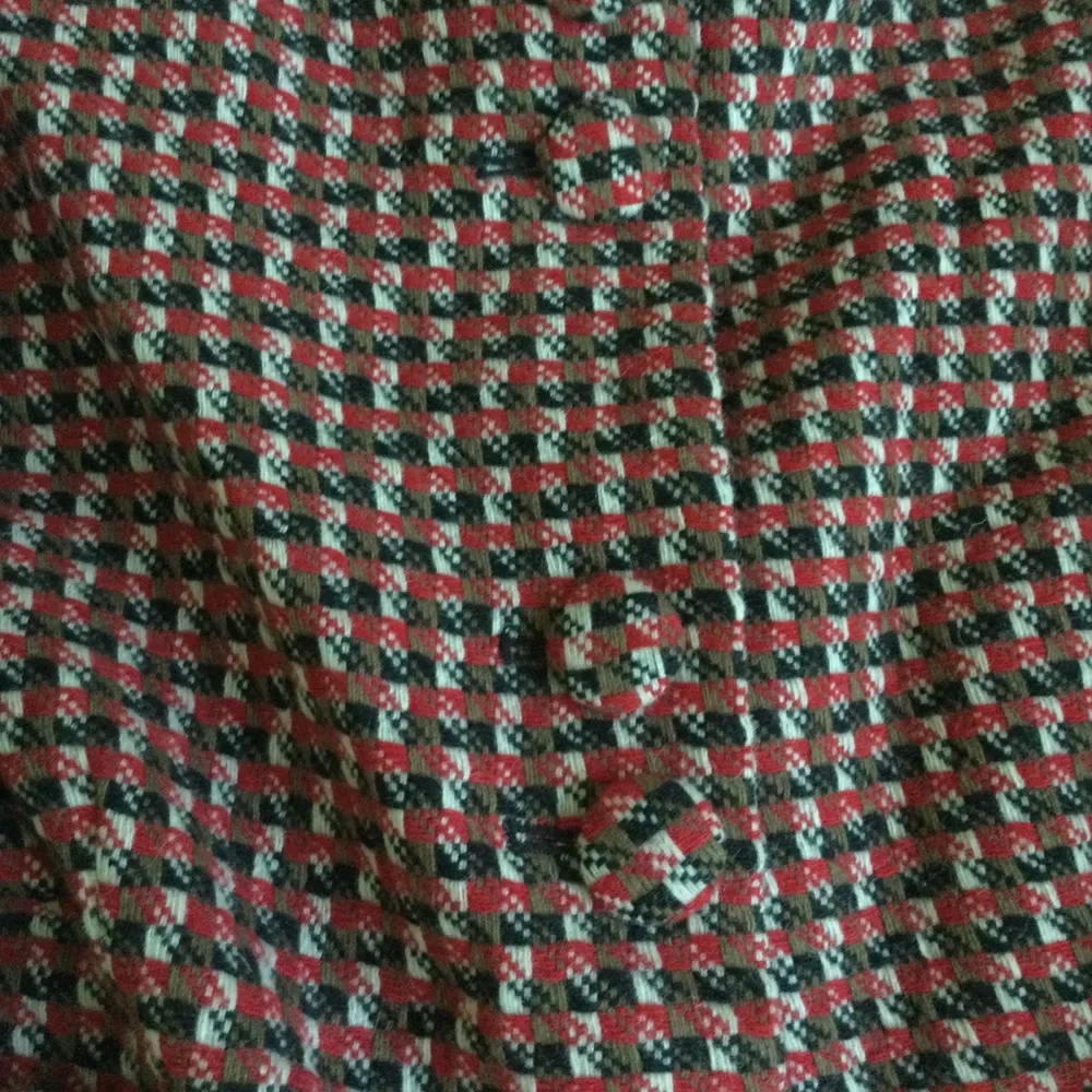 Wool Blend Swing Coat Jacket Red, Black Checked Plaid - Sz 14 - Image 7