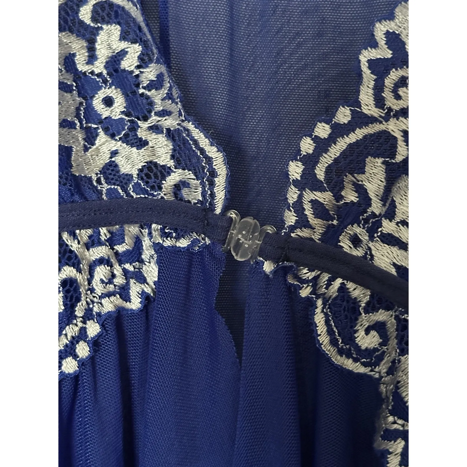 Blue Lace Sheer Slip Dress Negligee Sirencore Seductive Date Night S/M - Image 4
