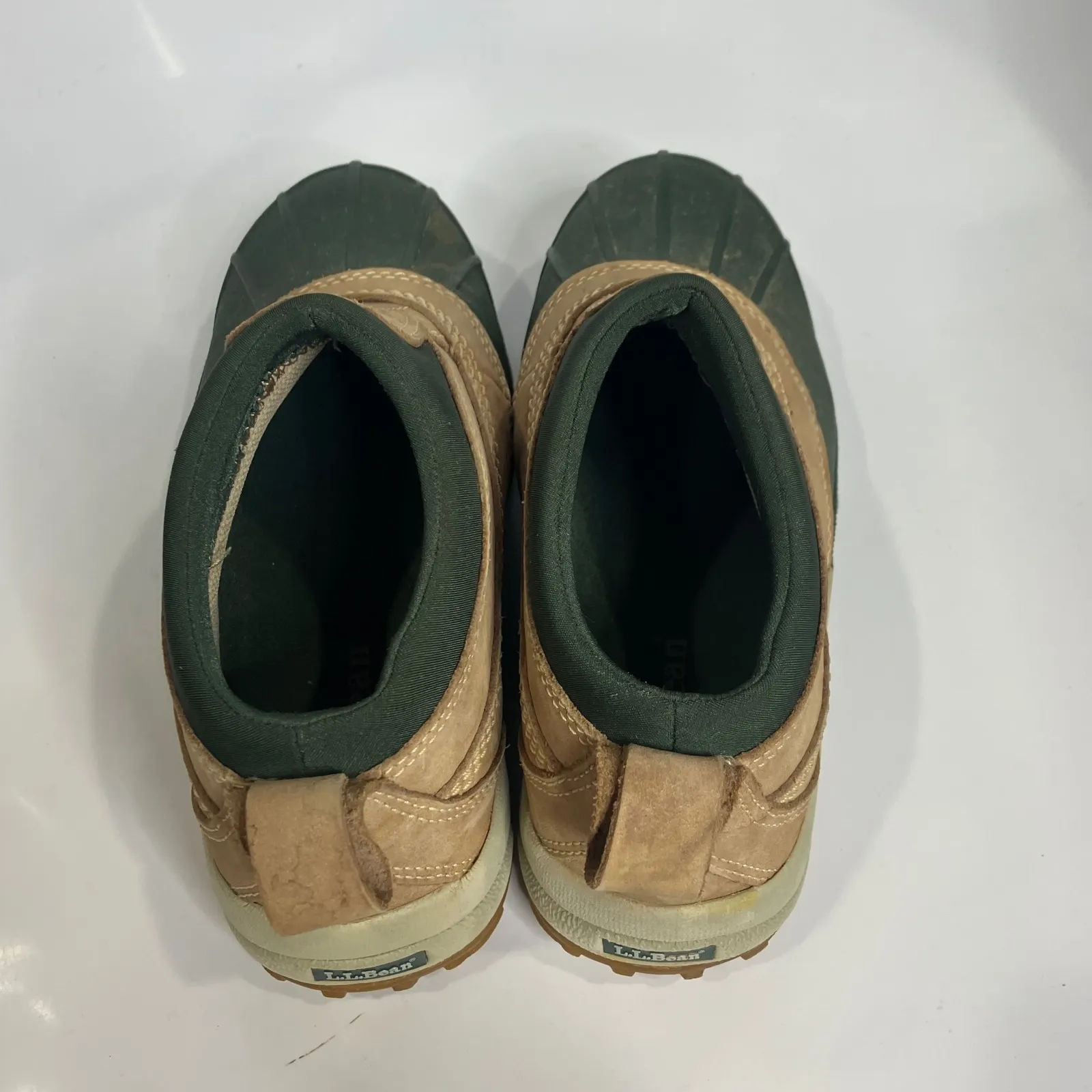 L.L. Bean women's ankle duck boots size 7.5 green tan outdoor casual hunting - Image 5