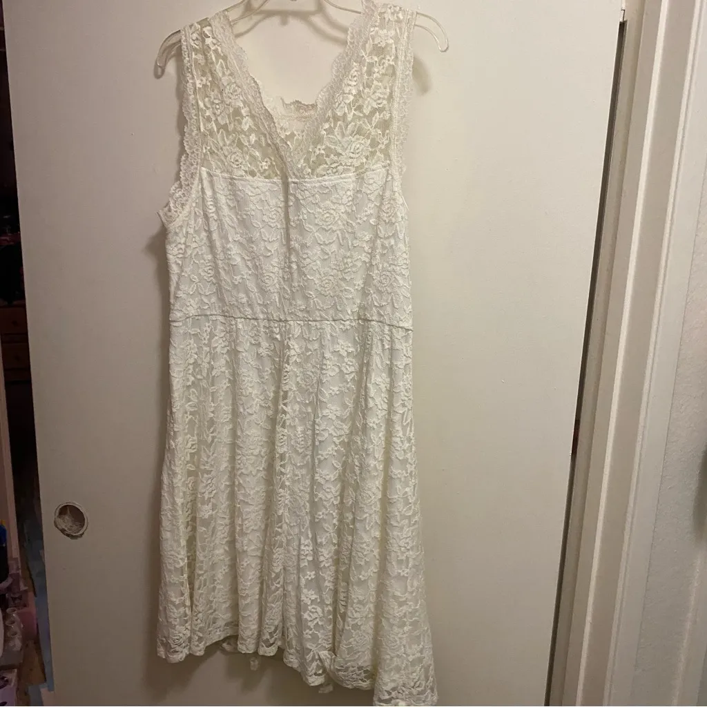 Love Squared Womens Ivory All Lace Midi Tank Dress 2X 2XL A Line Bust 46” - Image 7
