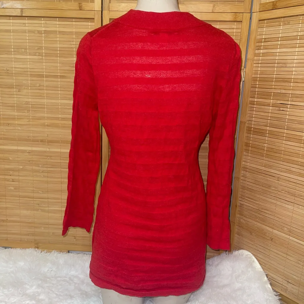 Banana Repubkic red long sleeve lightweight sweater empire waist top shirt M - Image 3