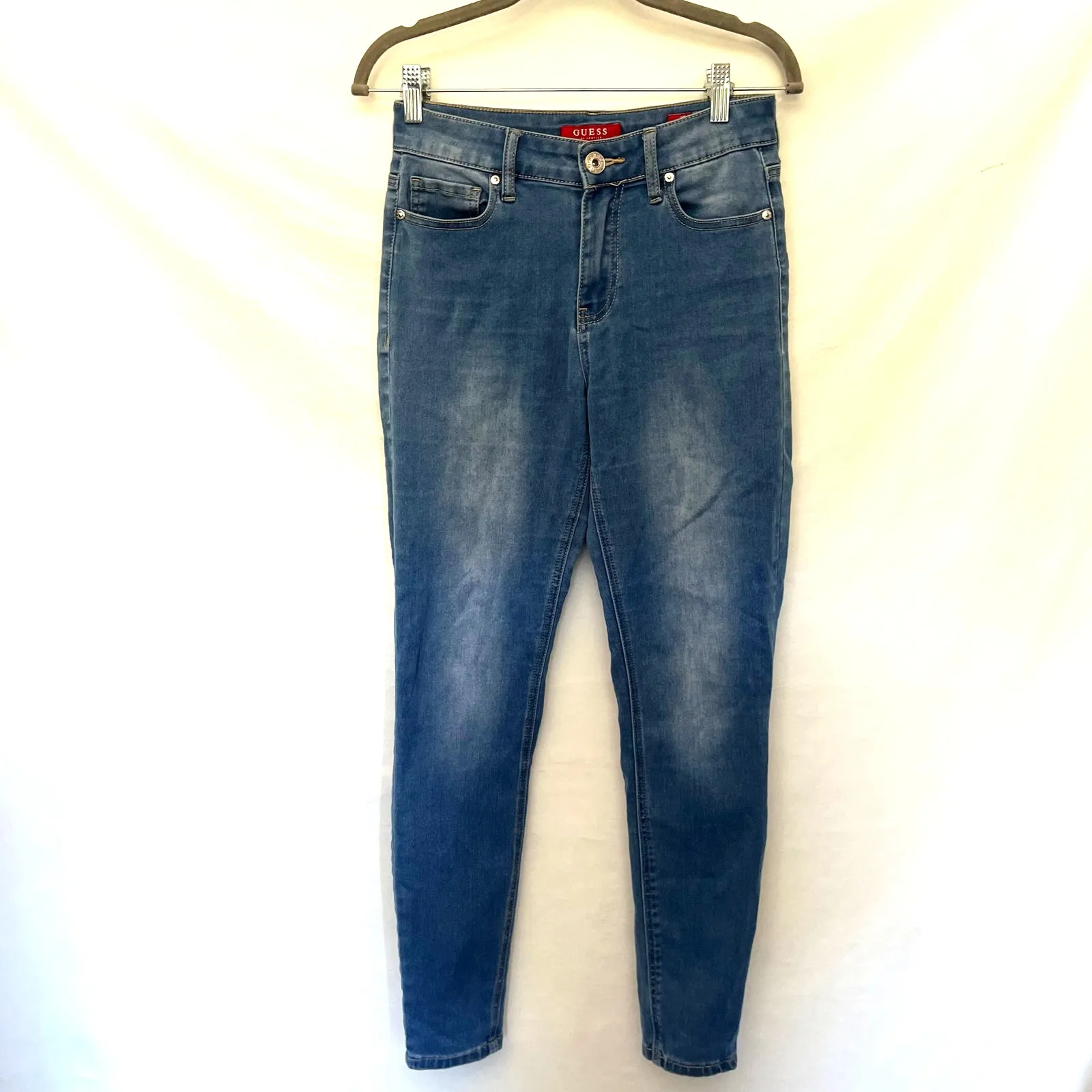 Guess High Waist Skinny Womens Jeans Sz 26 Y2K Medium Wash Tahiana Stretch Ankle - Image 11